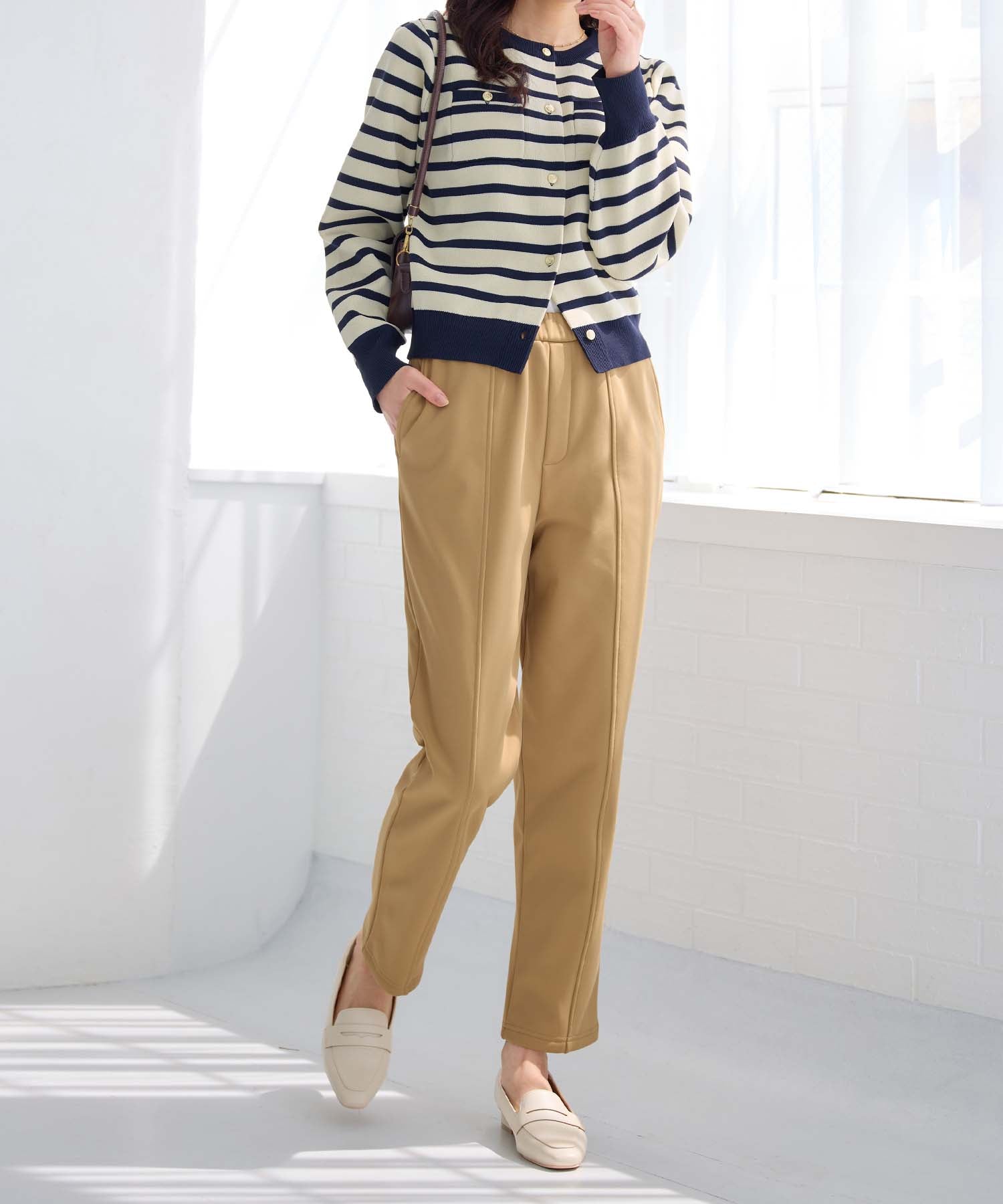 アロッタ Alotta あったか裏起毛テーパードパンツ （キャメル） キャメル