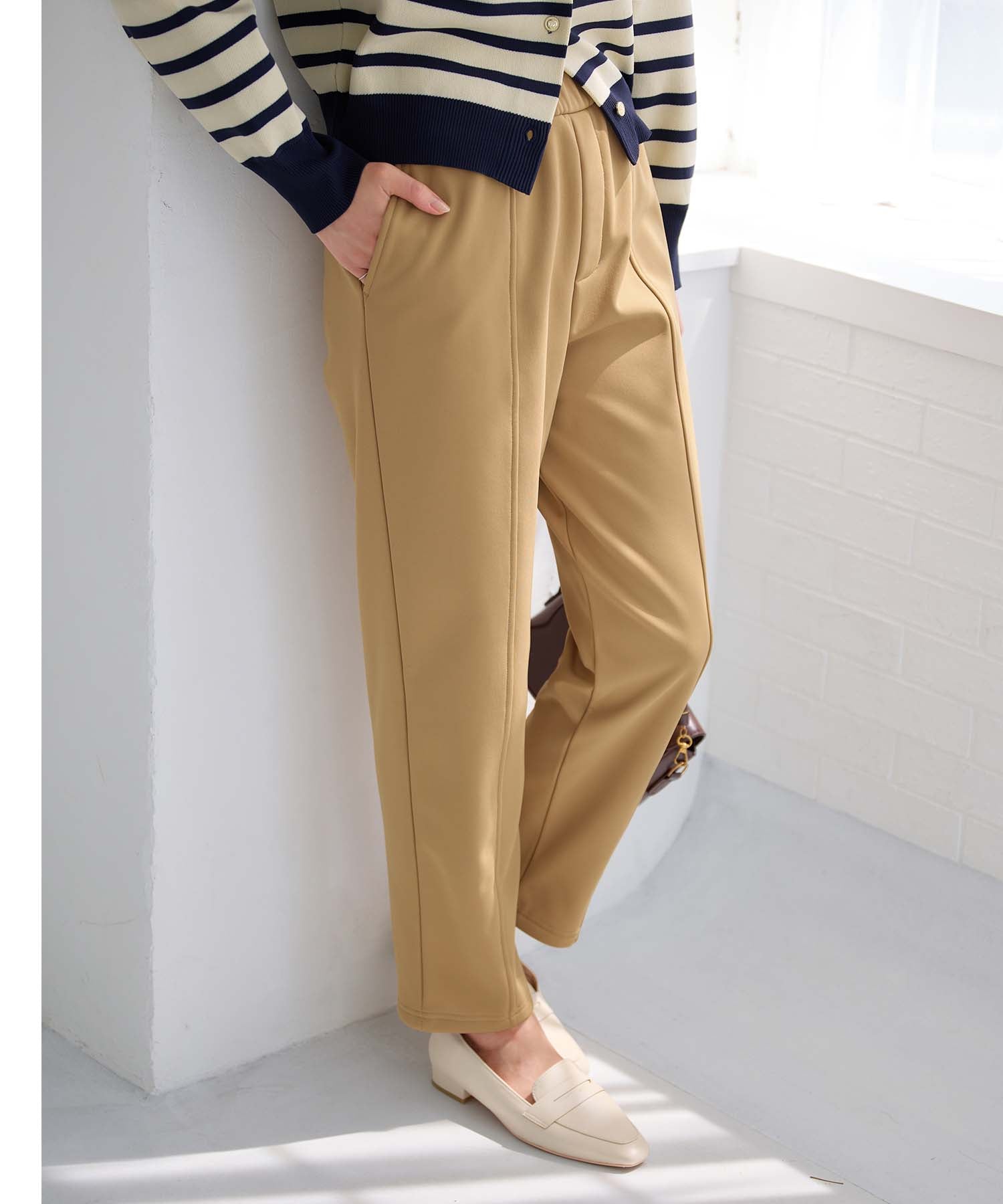 アロッタ Alotta あったか裏起毛テーパードパンツ （キャメル） キャメル