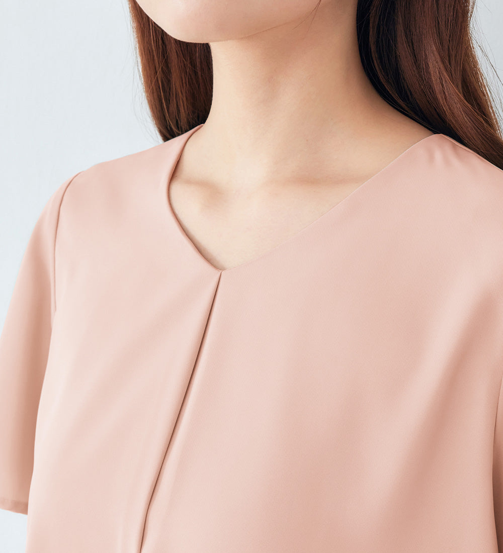 シフォンレイヤードＶネックブラウス【新色追加】 ライトグレー