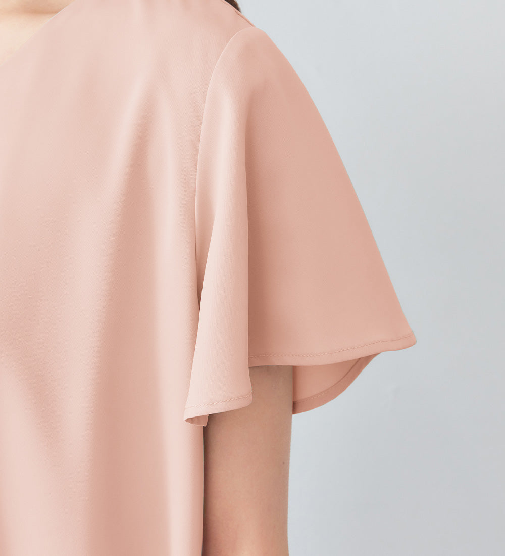 シフォンレイヤードＶネックブラウス【新色追加】 ライトグレー