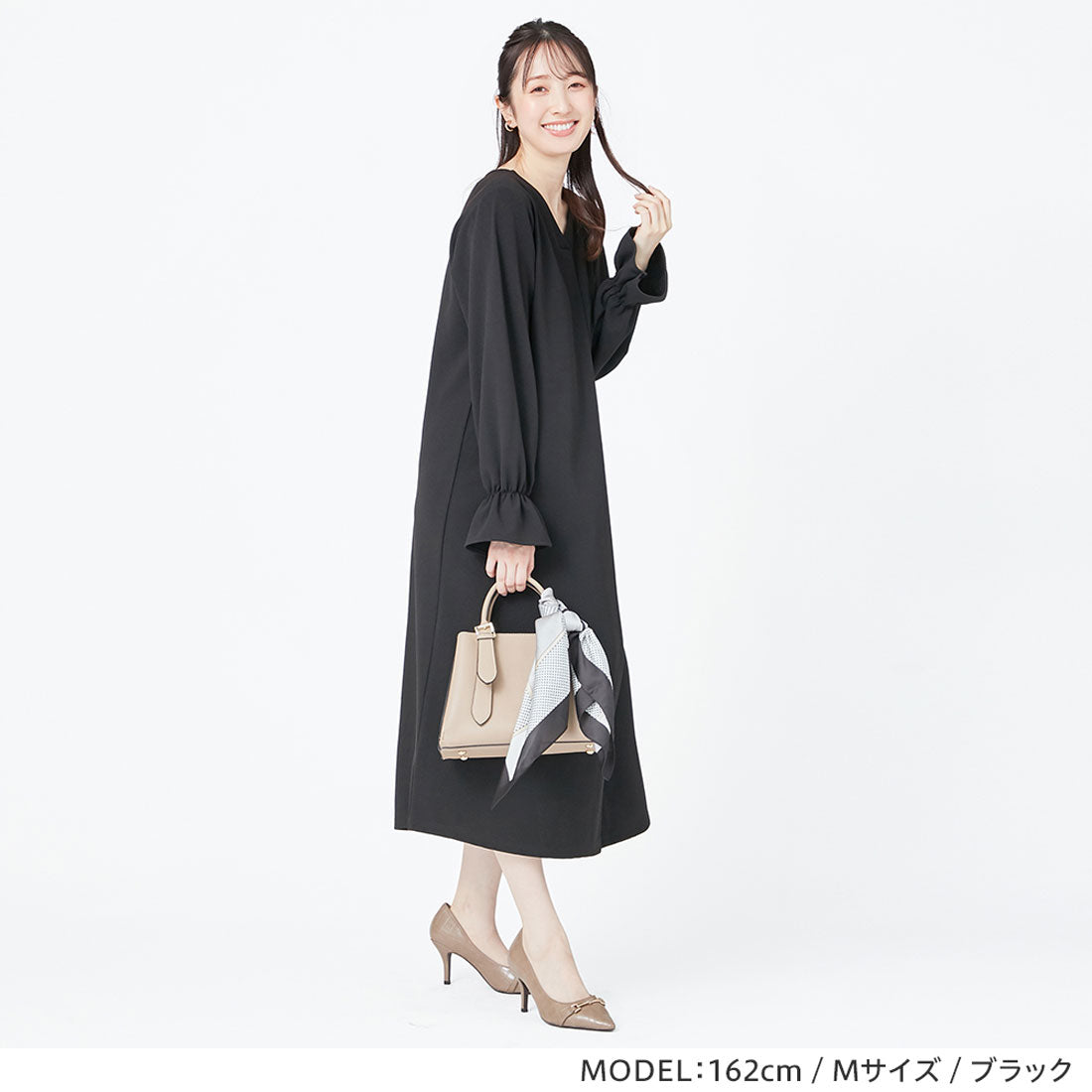 アロッタ Alotta 【2つの機能付】裏起毛カットジョーゼットワンピース