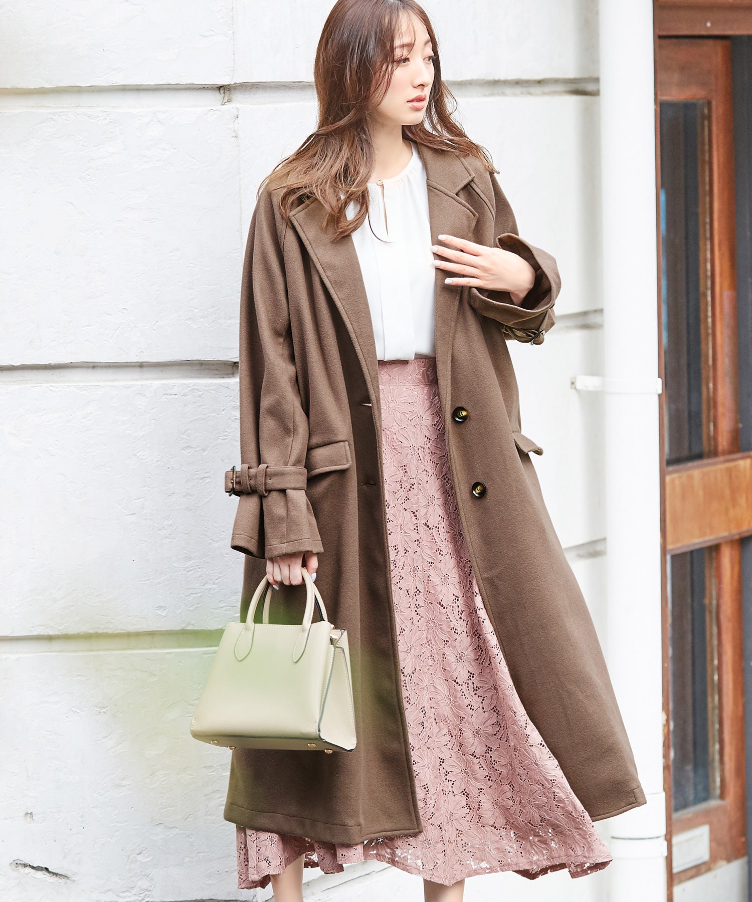 アロッタ Alotta ロングチェスターコート,モカ