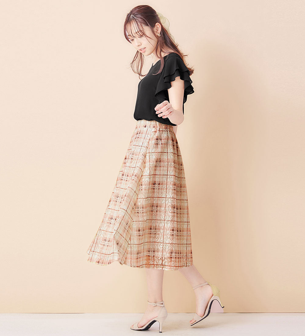 アロッタ Alotta レースチェック柄フレアースカート