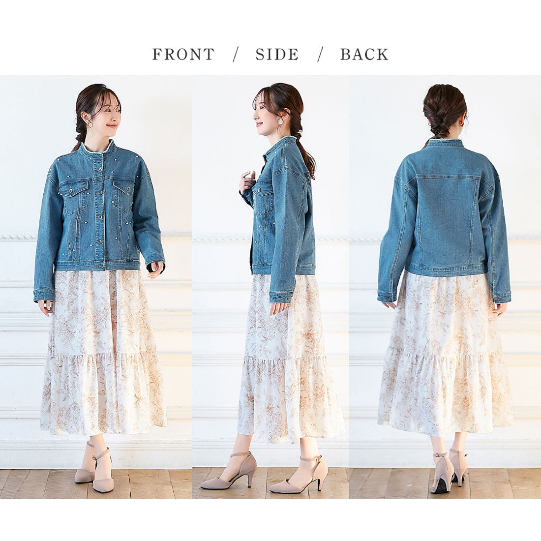 アロッタ Alotta パール調ボタン付デニムジャケット