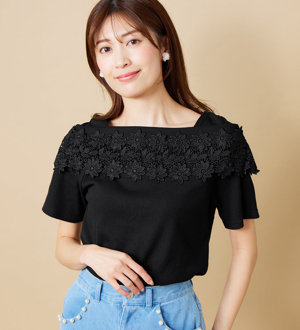 アロッタ Alotta オフショル風レースデザイントップス