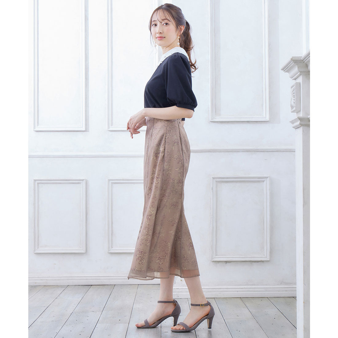 アロッタ Alotta オーガンジー花柄マーメイドスカート