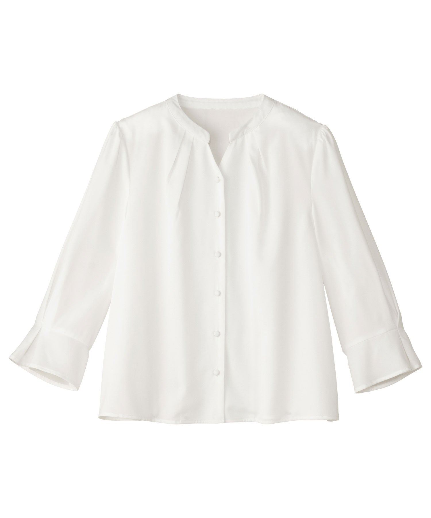 キャンディースリーブくるみボタンブラウス オフホワイト
