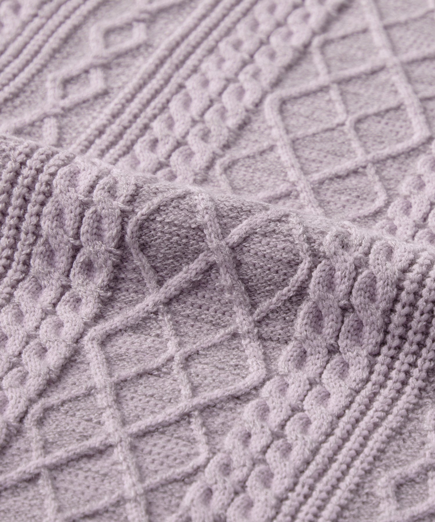 【毛玉になりにくい・静電気防止】ケーブル柄モックネックニット クリームイエロー