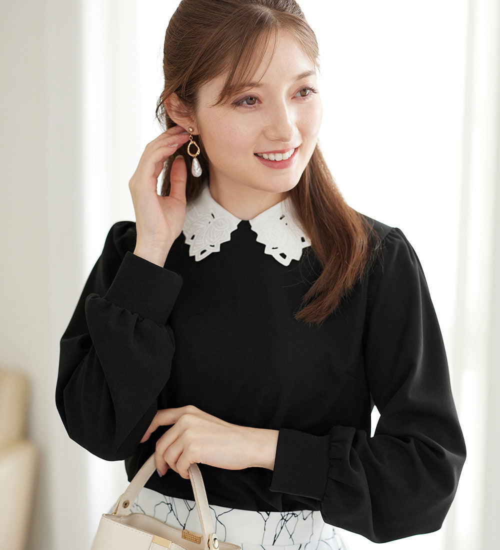 [Featured in Bijin Hyakka] [Worn by announcer Kurumi Karikawa] Top with embroidered collar