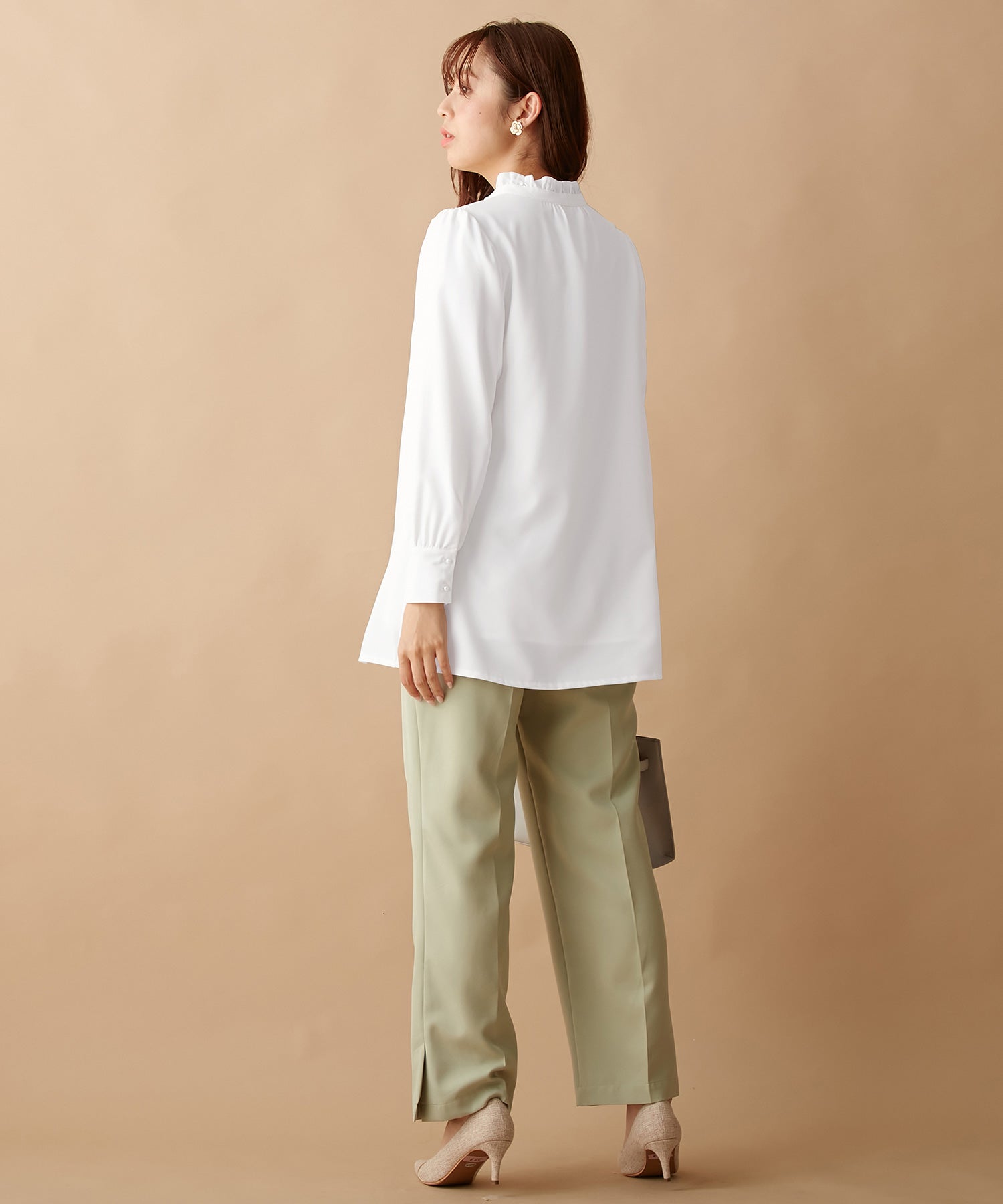 アロッタ Alotta ふんわり裏起毛ボウタイチュニック （オフホワイト） オフホワイト