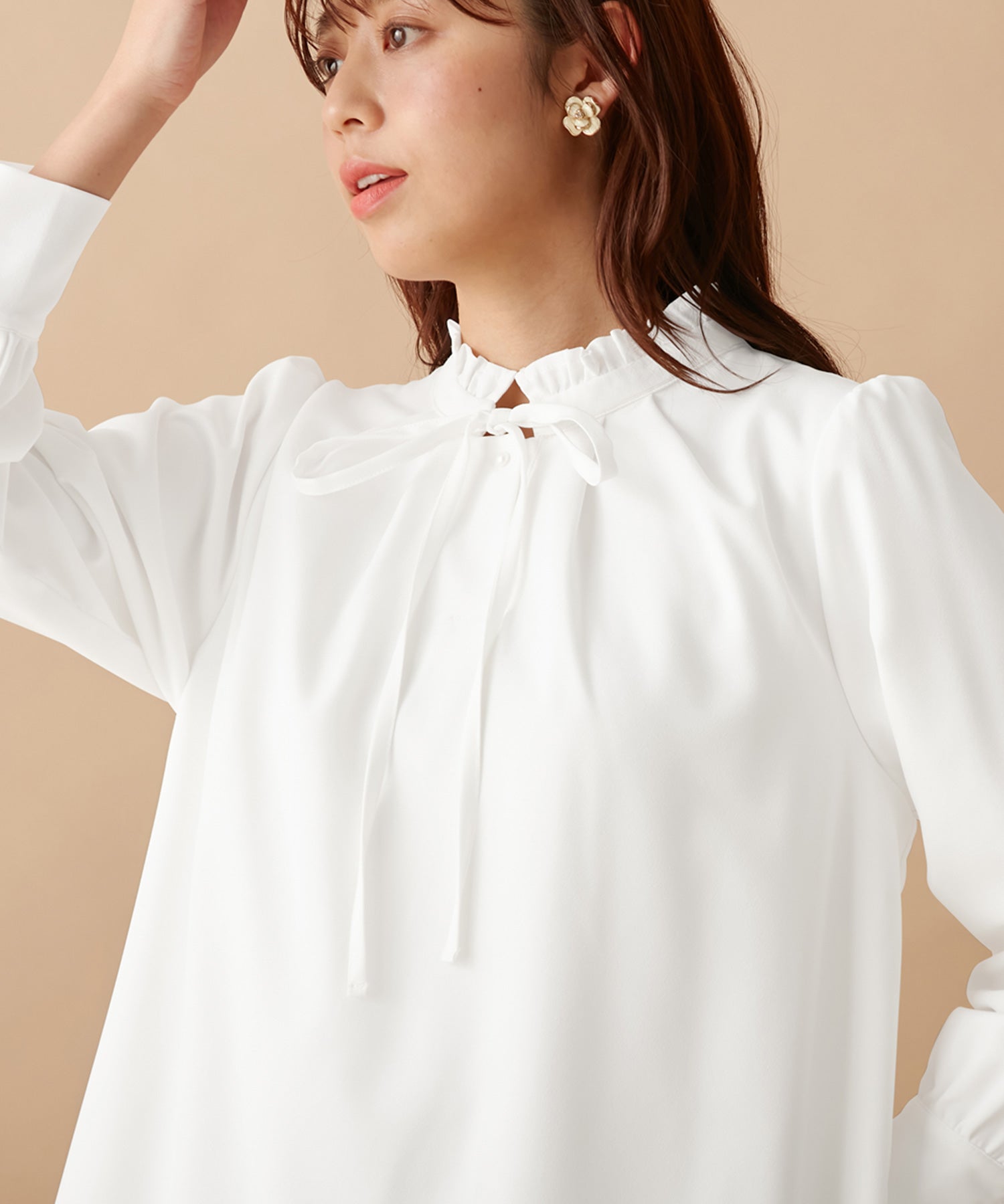 アロッタ Alotta ふんわり裏起毛ボウタイチュニック （オフホワイト） オフホワイト