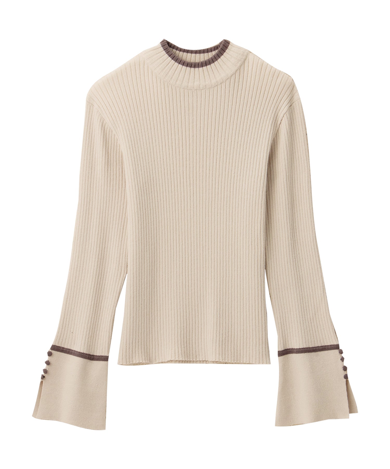 アロッタ Alotta 配色デザイン袖ボタンニットプルオーバー