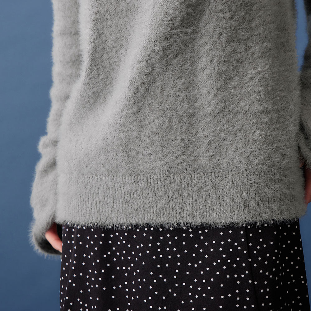 アロッタ Alotta レースアップフレアー袖シャギーニット （ライトベージュ） ライトベージュ