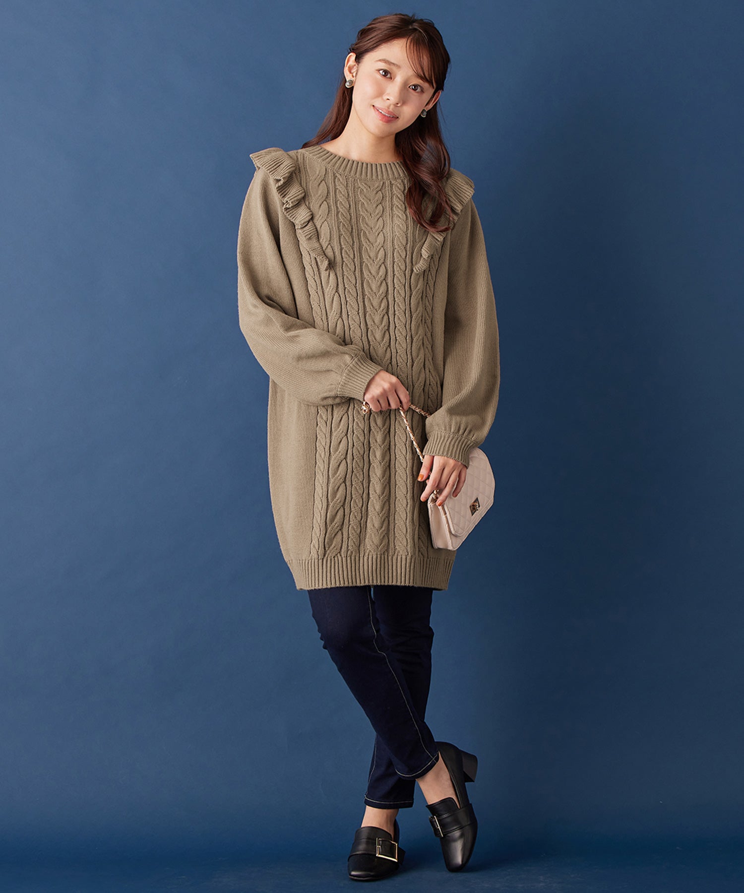 Alotta Alotta褶皺設計電纜圖案迷你一件