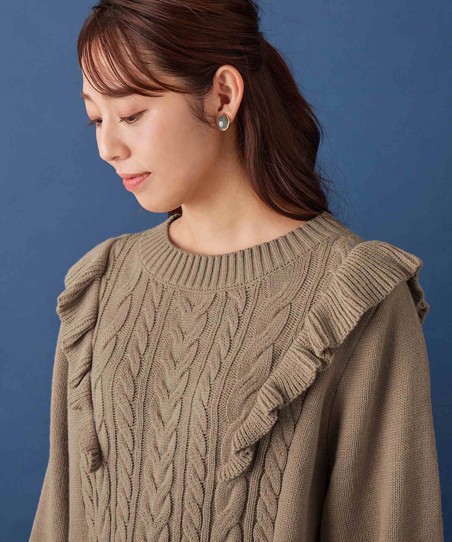 Alotta Alotta褶皺設計電纜圖案迷你一件