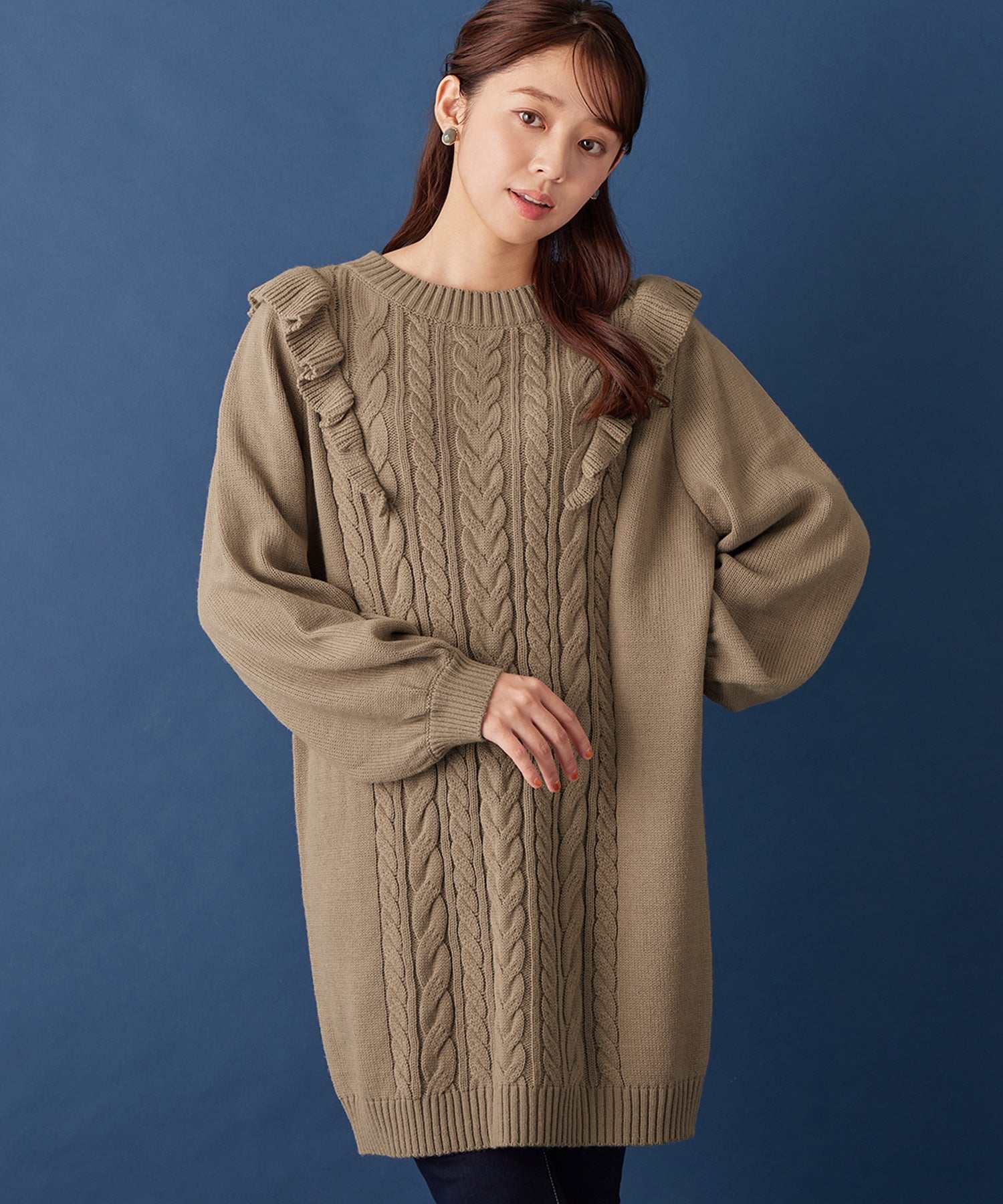 Alotta Alotta褶皺設計電纜圖案迷你一件