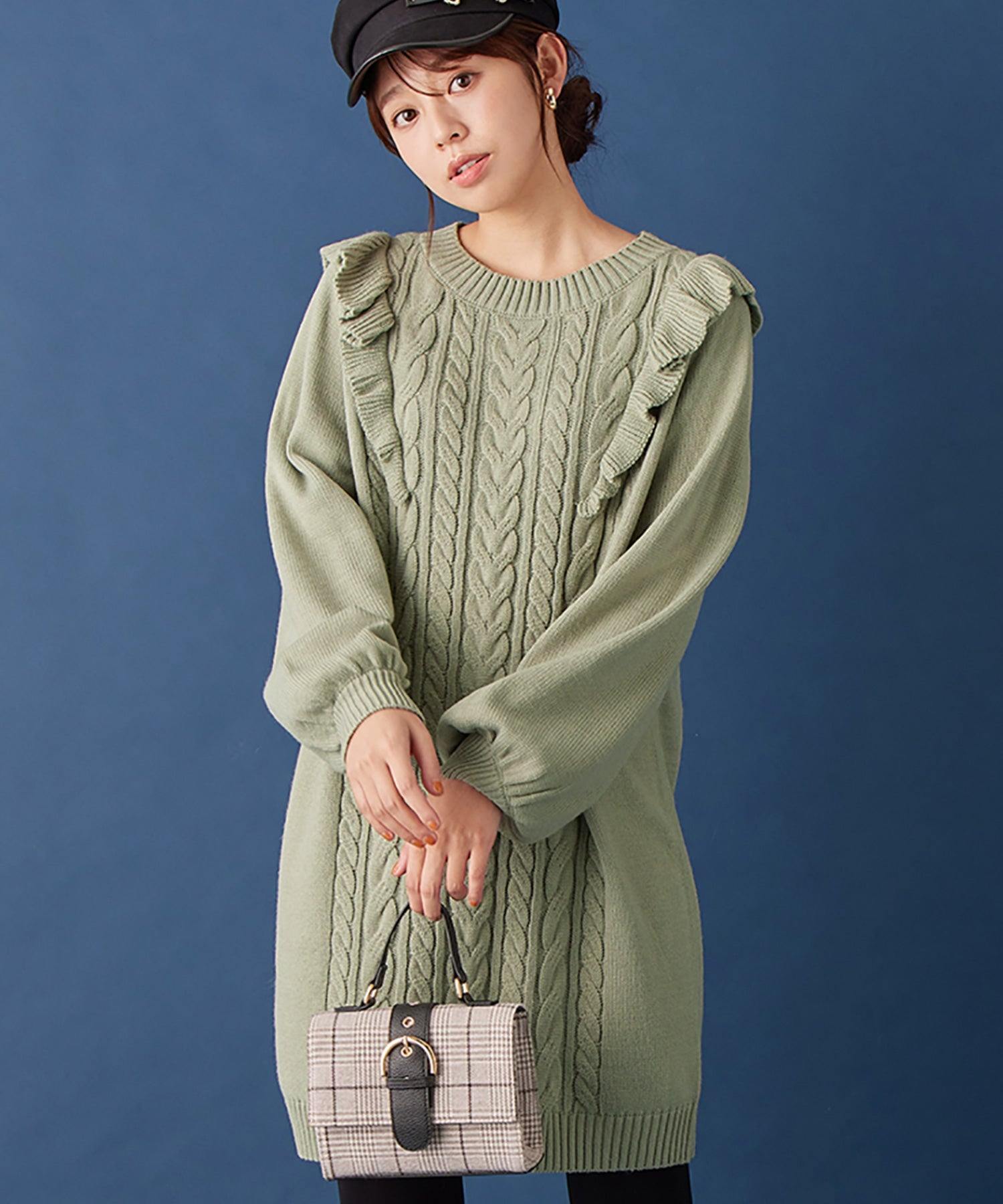 Alotta Alotta褶皺設計電纜圖案迷你一件