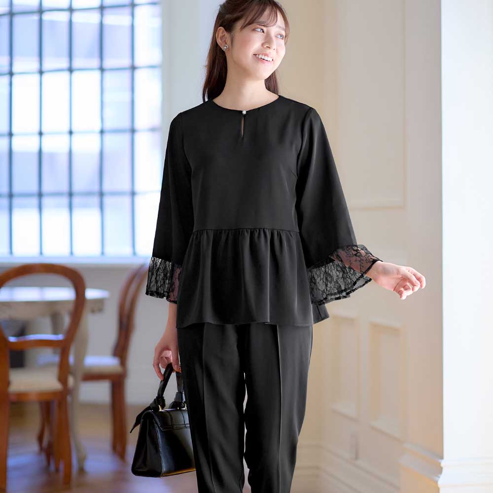 アロッタ Alotta 【2点セット】洗える！多機能ペプラムセットアップ （ブラック） ブラック