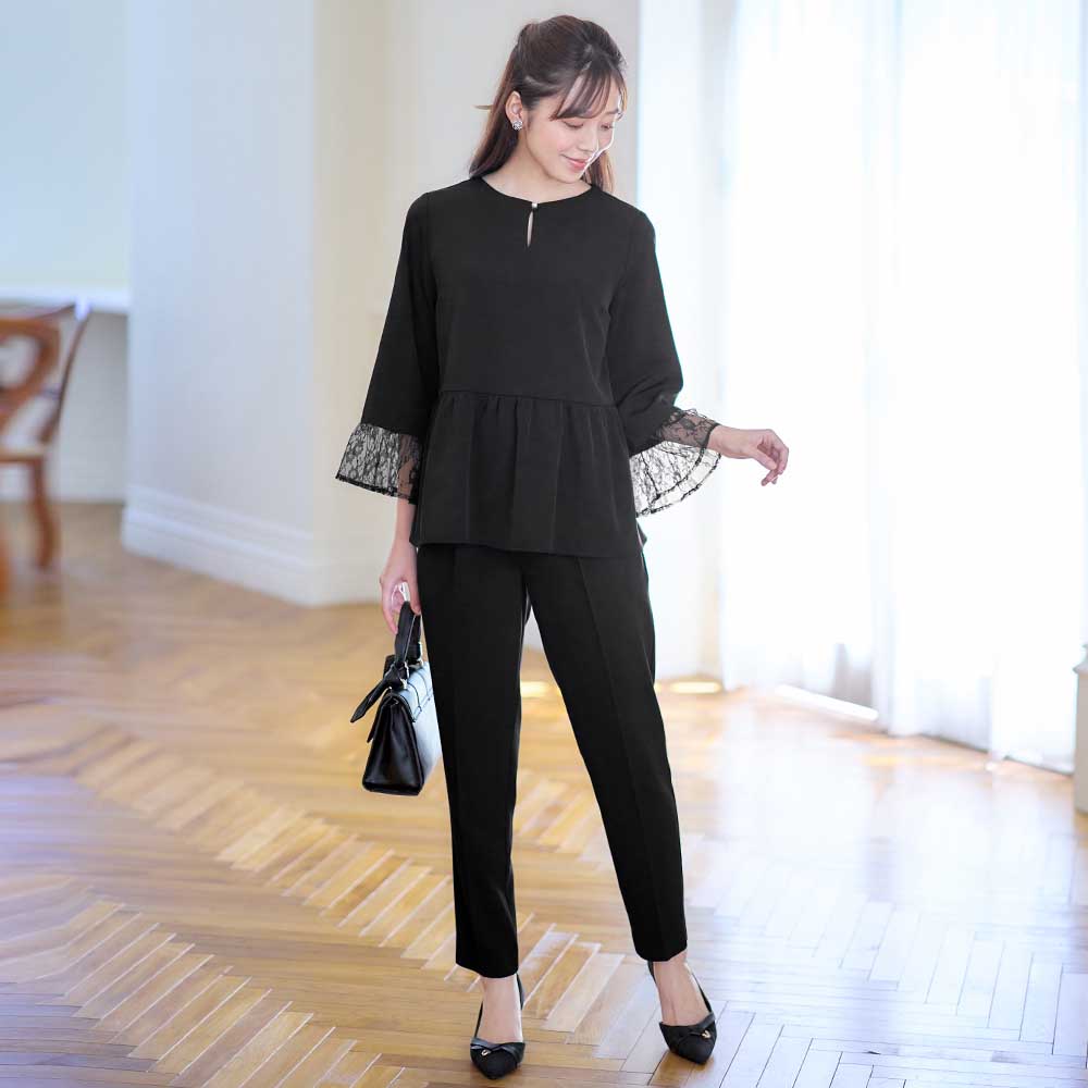 アロッタ Alotta 【2点セット】洗える！多機能ペプラムセットアップ （ブラック） ブラック