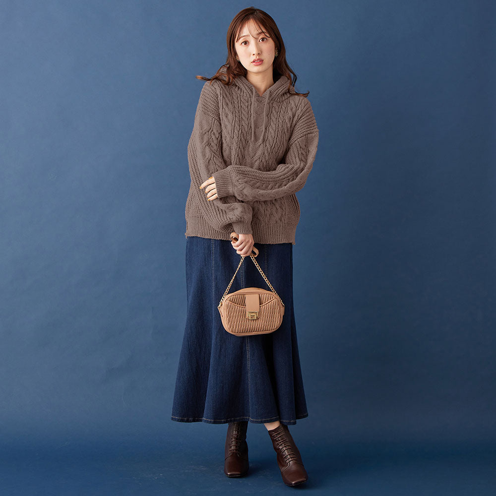 電纜針織軟針帽衫