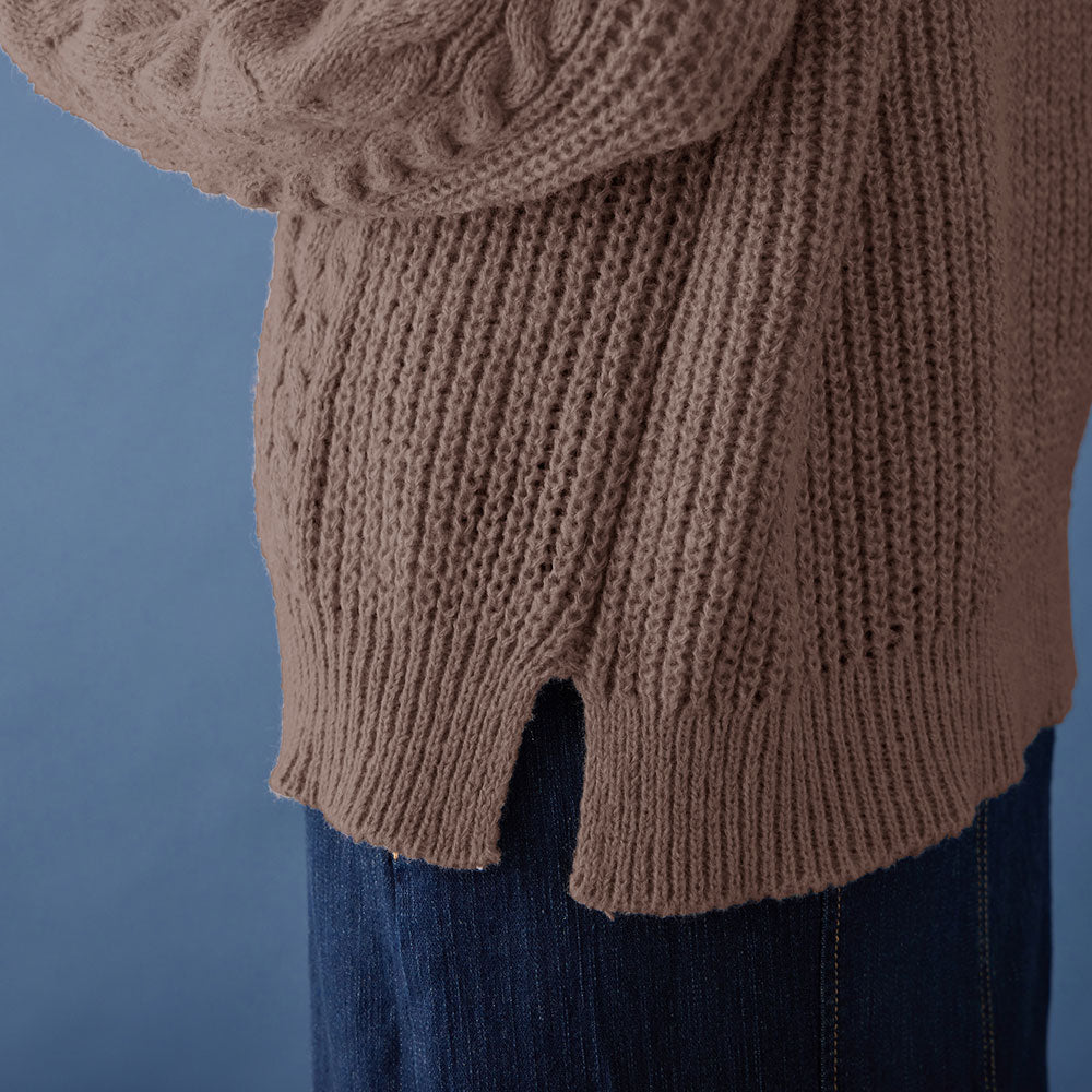 電纜針織軟針帽衫