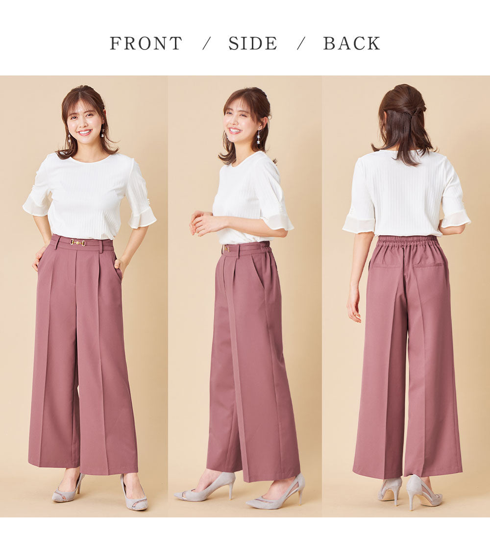 アロッタ Alotta ビット付ワイドパンツ （ピンク） ピンク