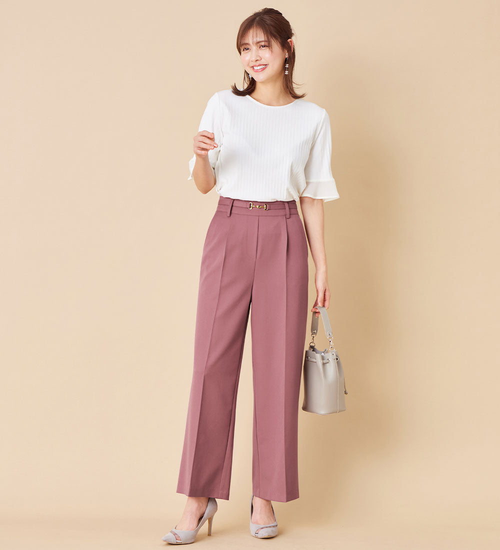 アロッタ Alotta ビット付ワイドパンツ （ピンク） ピンク