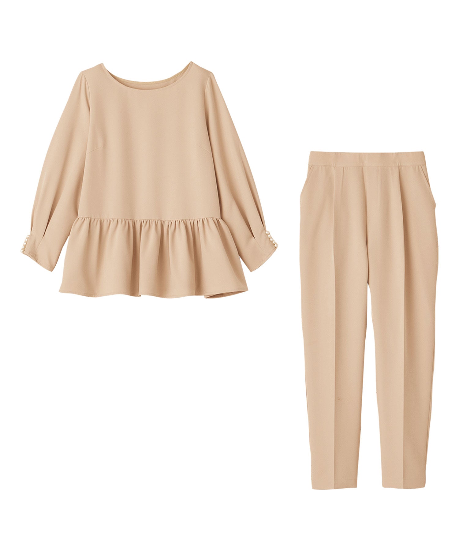 アロッタ Alotta きれいめペプラムセットアップ （ベージュ） ベージュ