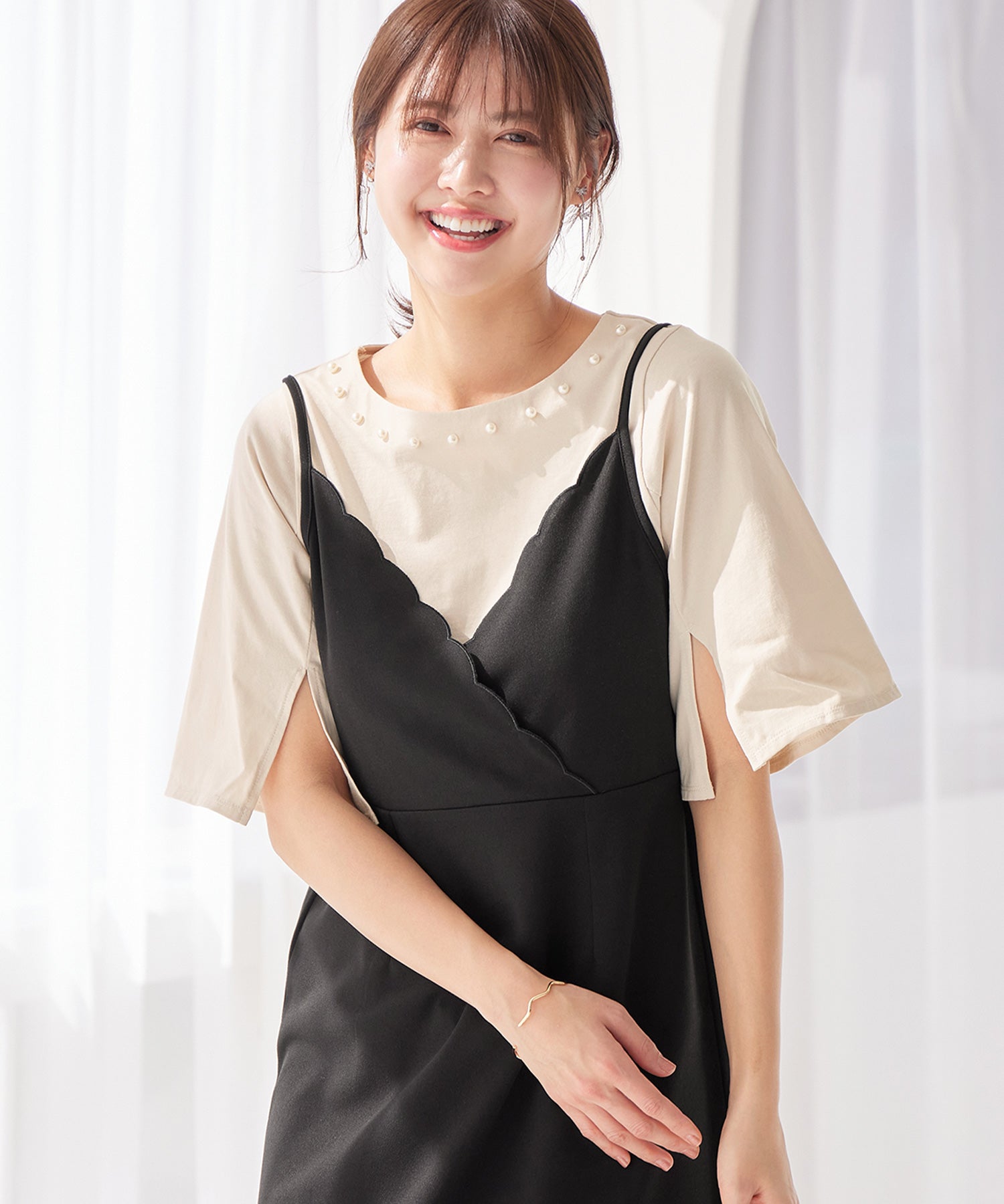 さらひやりコットンパール調デザインＴシャツ