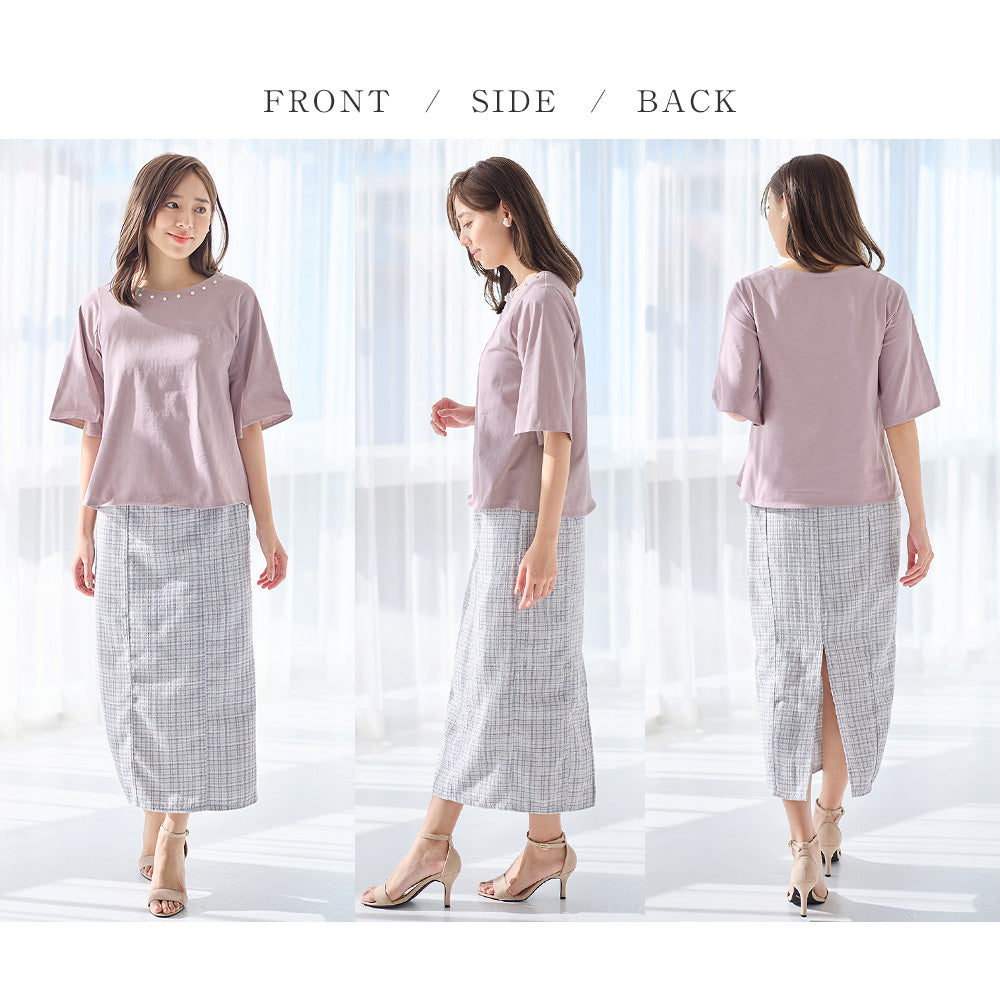 さらひやりコットンパール調デザインＴシャツ