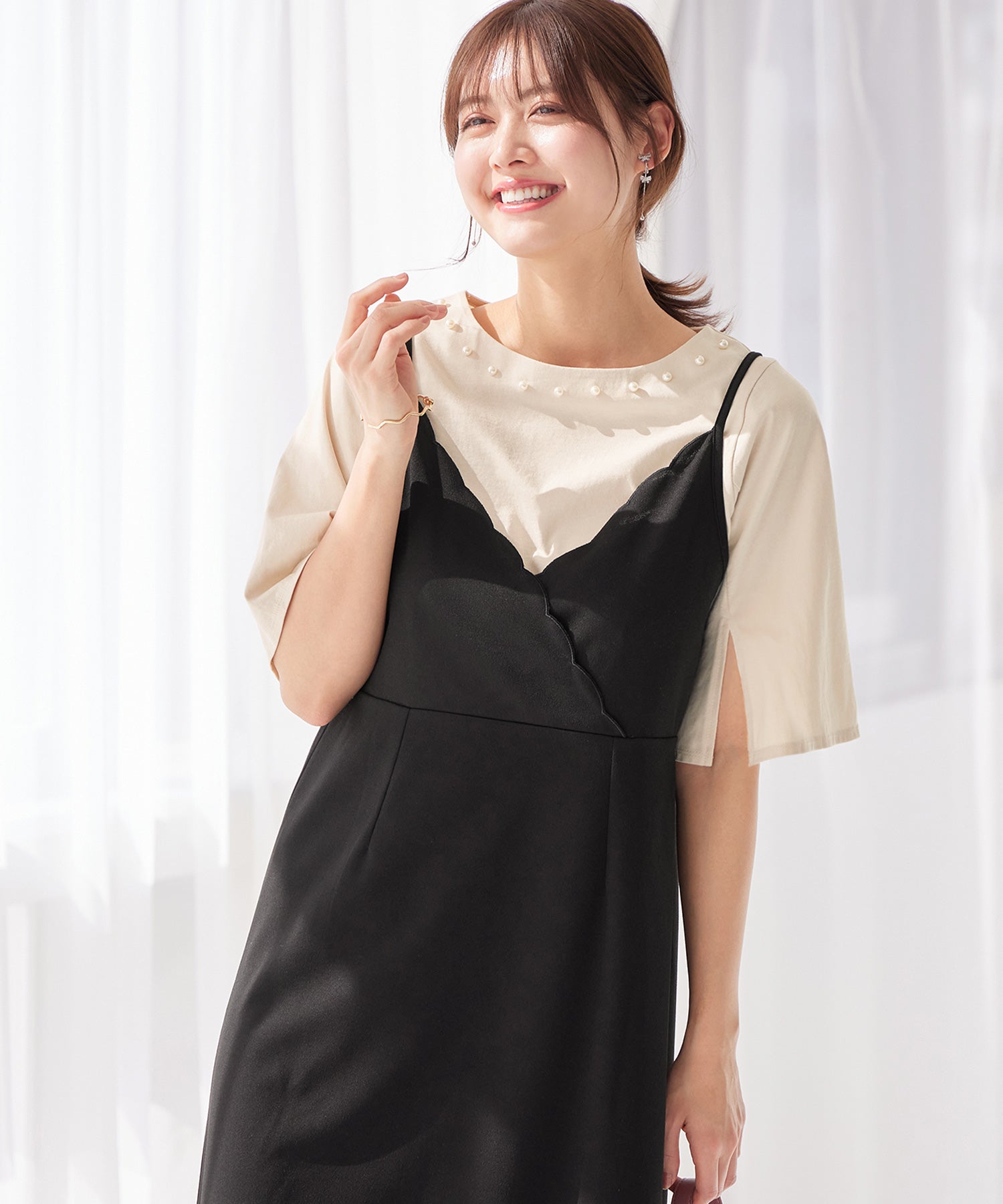 さらひやりコットンパール調デザインＴシャツ