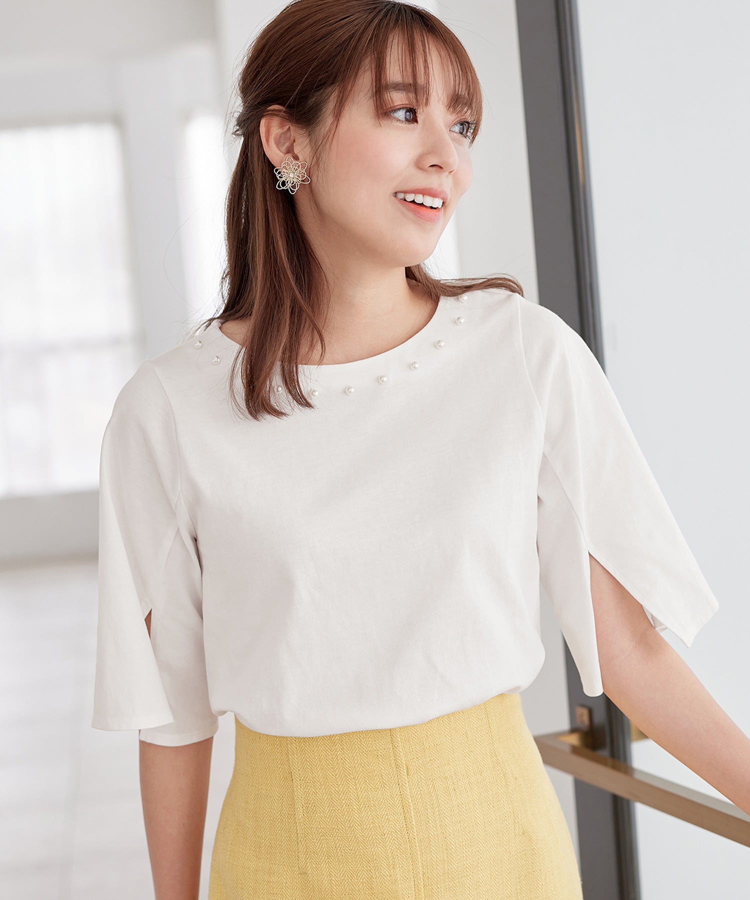 さらひやりコットンパール調デザインＴシャツ