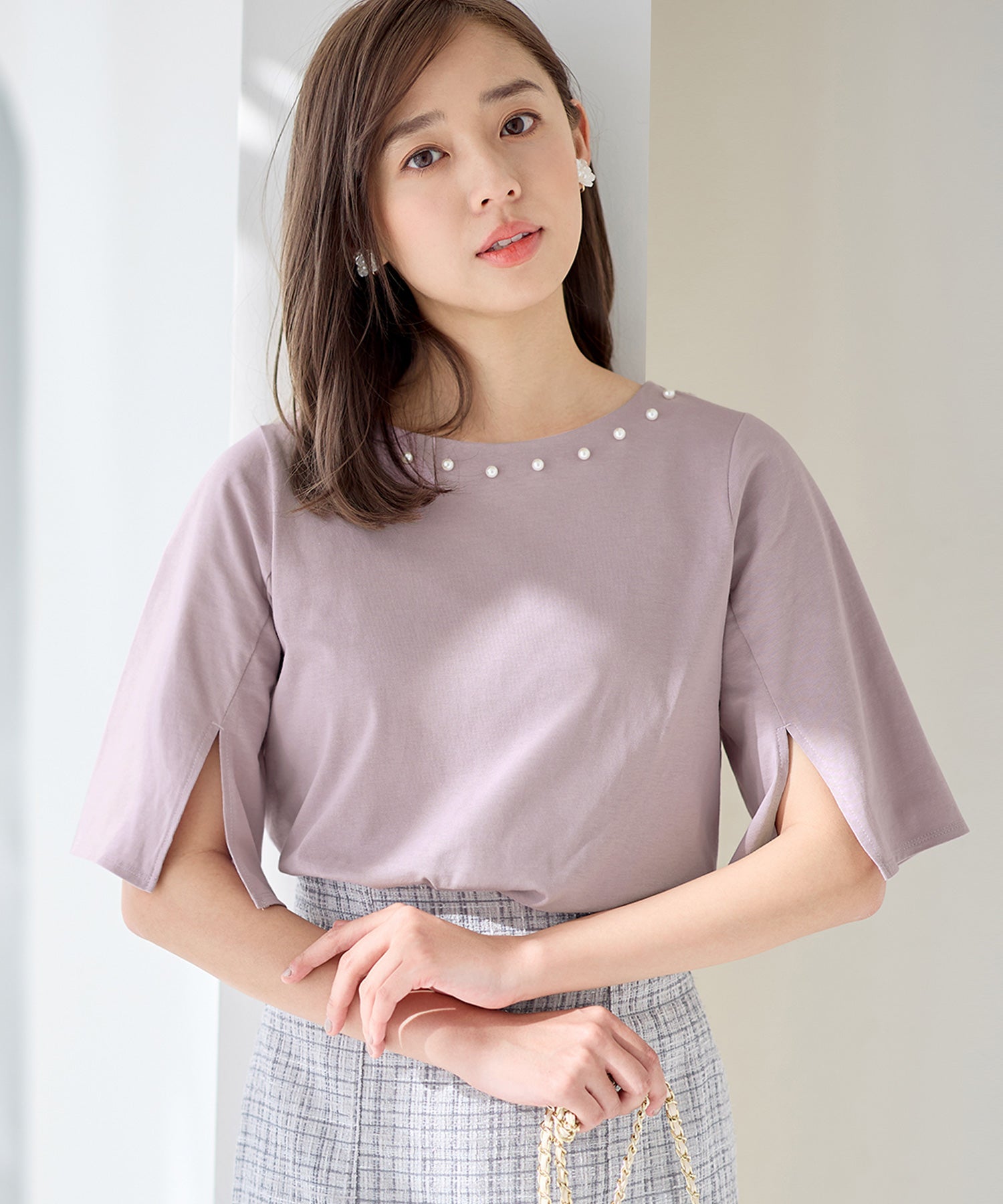 さらひやりコットンパール調デザインＴシャツ