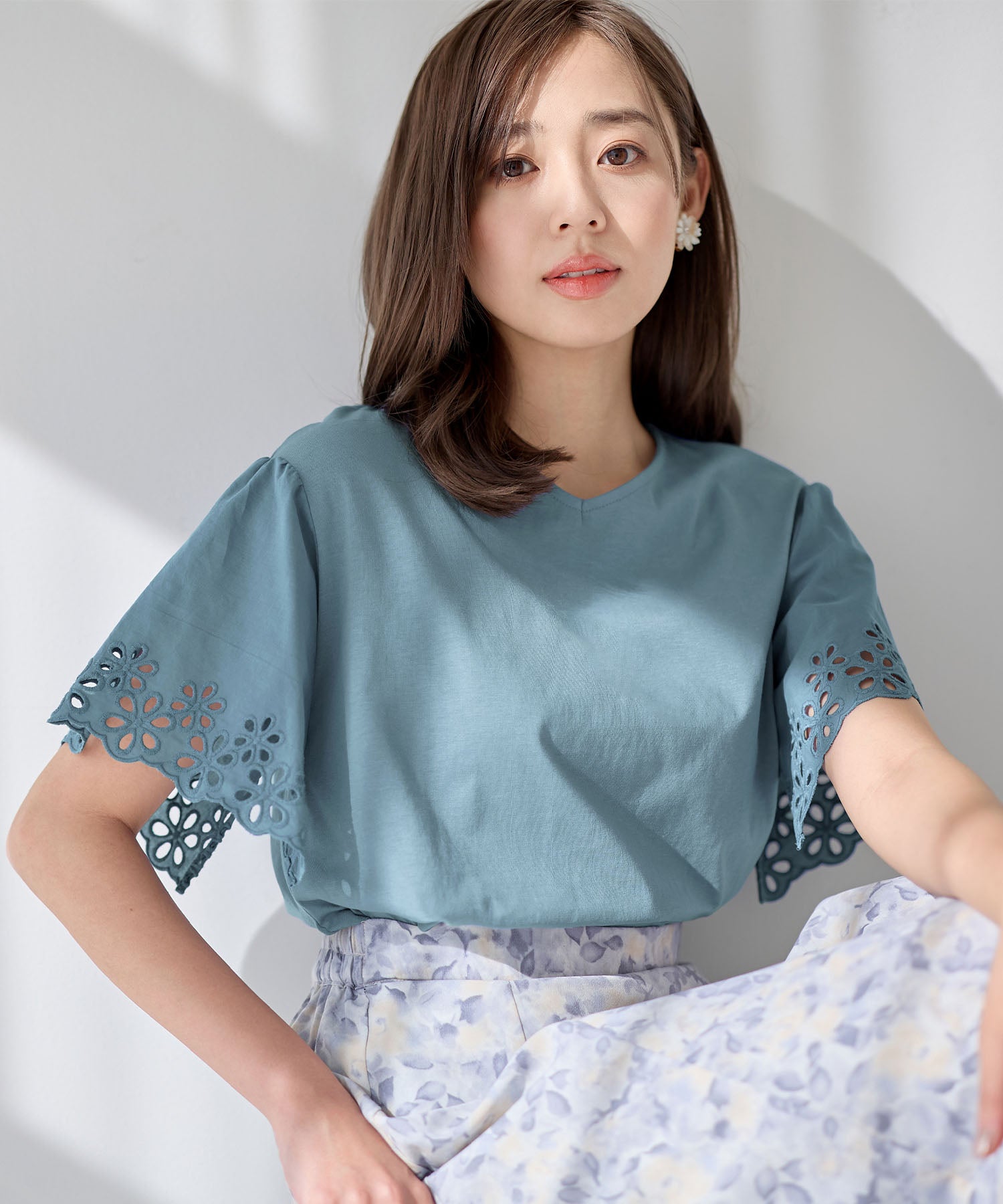 Sarahi Hiyari Cotton Sleeve Lace Pullover