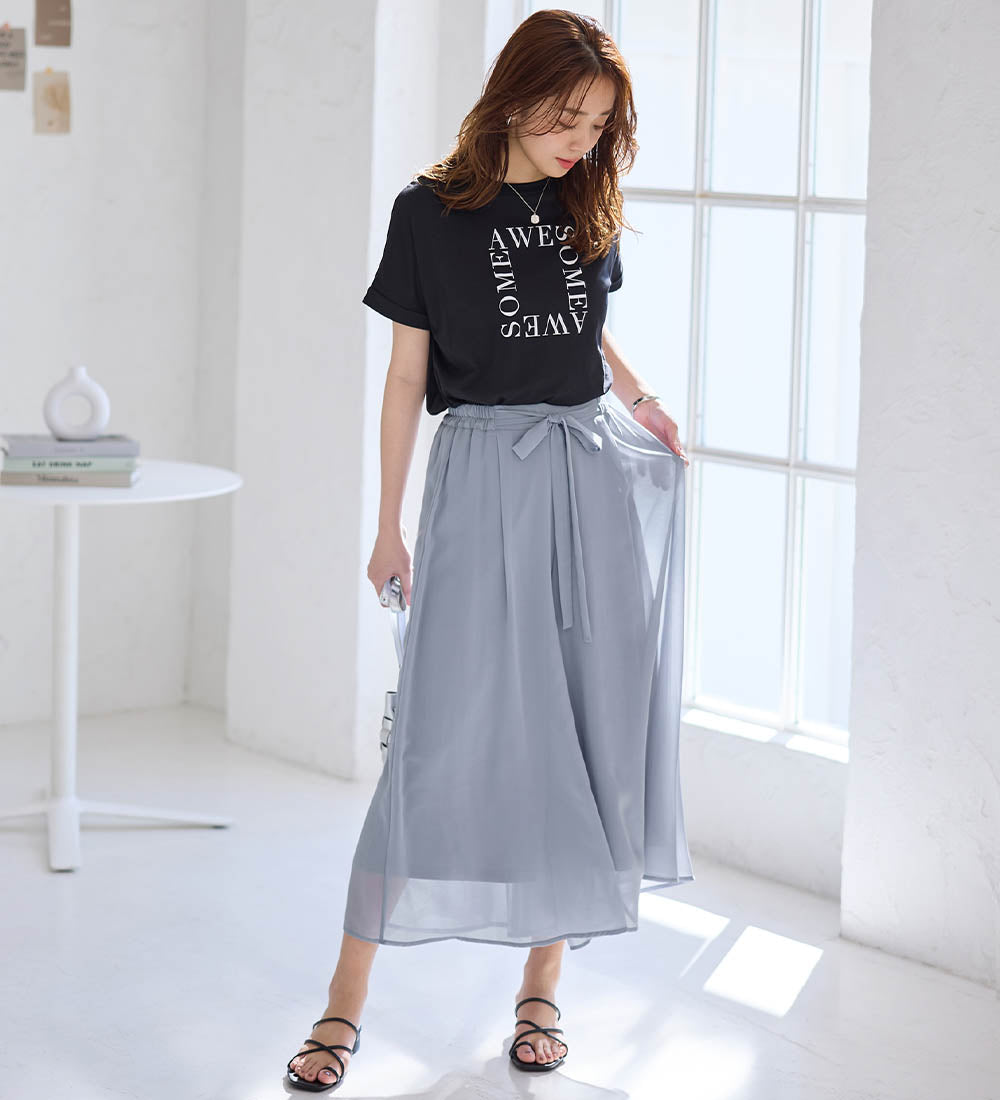 アロッタ Alotta ふんわりシフォンワイドパンツ