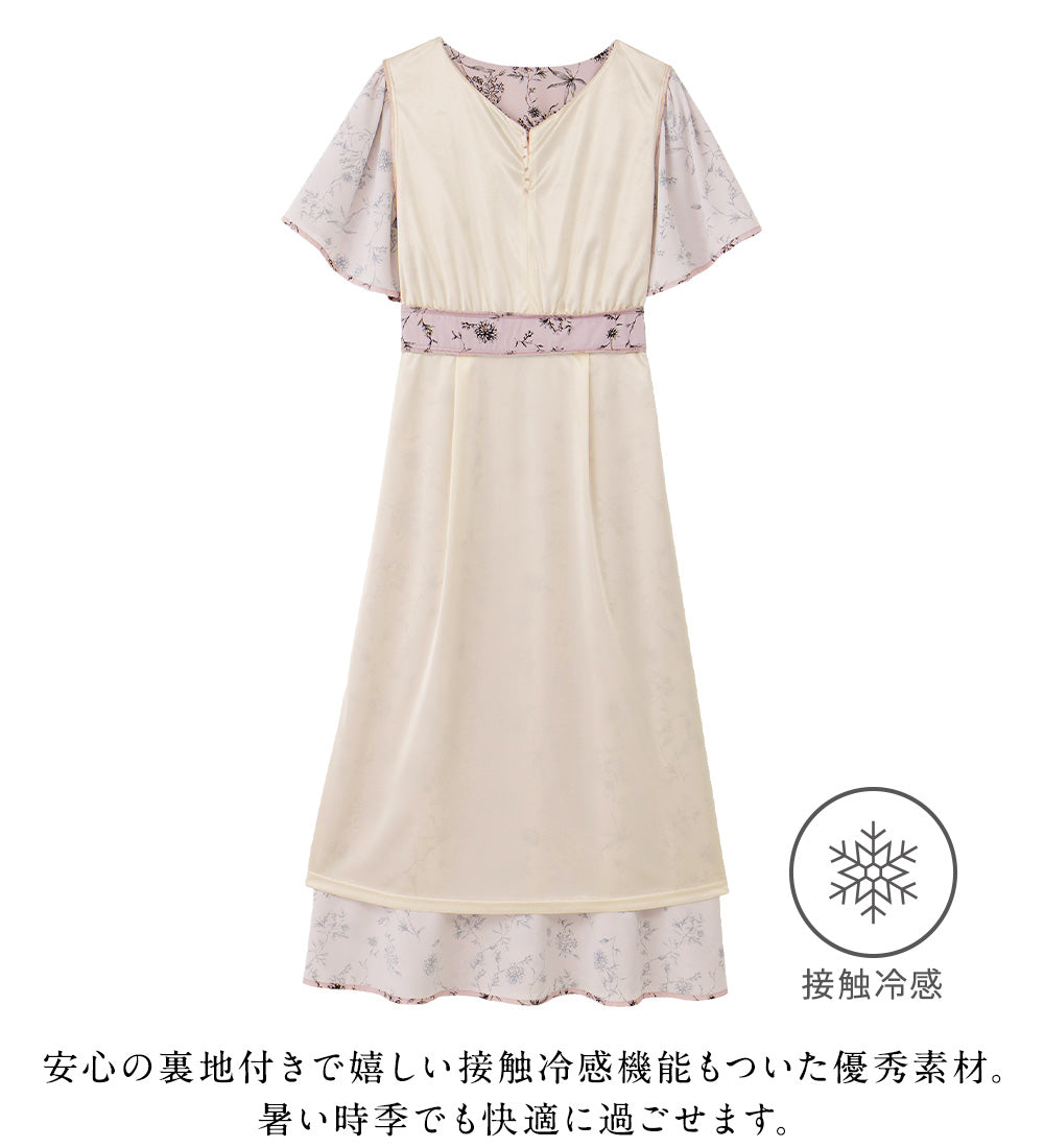 アロッタ Alotta 欲しいが詰まったひんやり花柄ワンピース （オフホワイト系） オフホワイト系