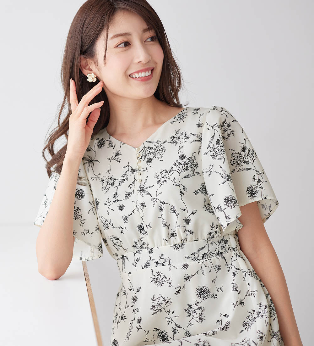 アロッタ Alotta 欲しいが詰まったひんやり花柄ワンピース （オフホワイト系） オフホワイト系