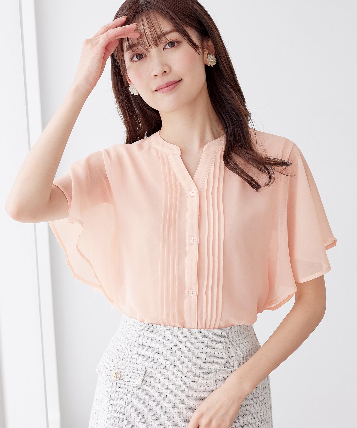 アロッタ Alotta インナー付ピンタックデザインブラウス