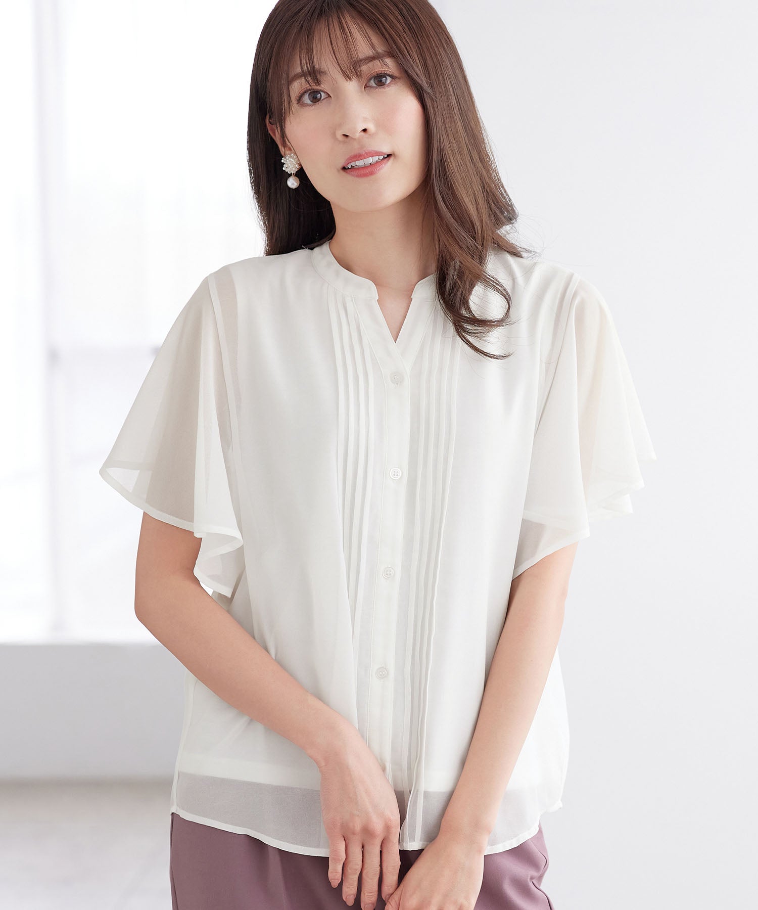 アロッタ Alotta インナー付ピンタックデザインブラウス