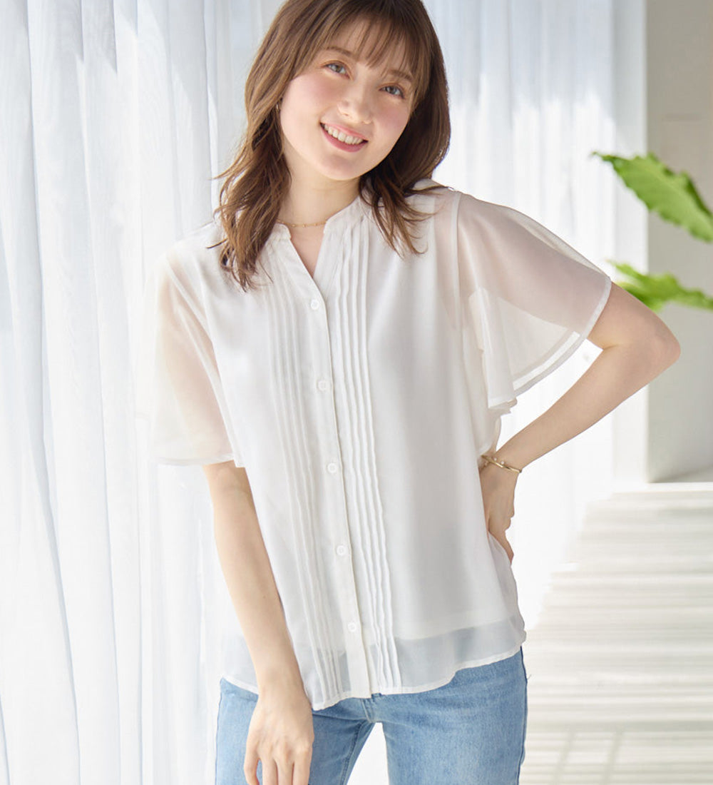 アロッタ Alotta インナー付ピンタックデザインブラウス （オフホワイト） オフホワイト