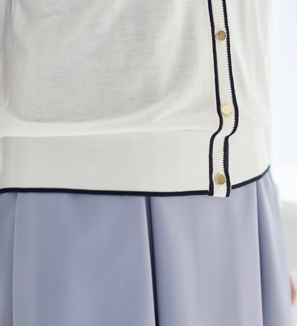 アロッタ Alotta 配色サマーニットカーディガン （オフホワイト系） オフホワイト系