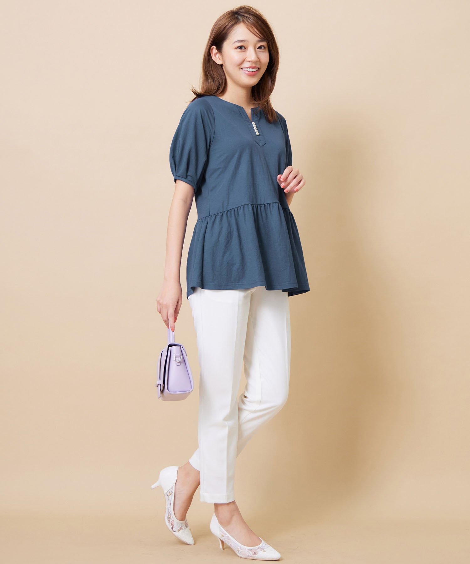 Alotta Alotta Pearl-風格的鑰匙頸長胡椒衣