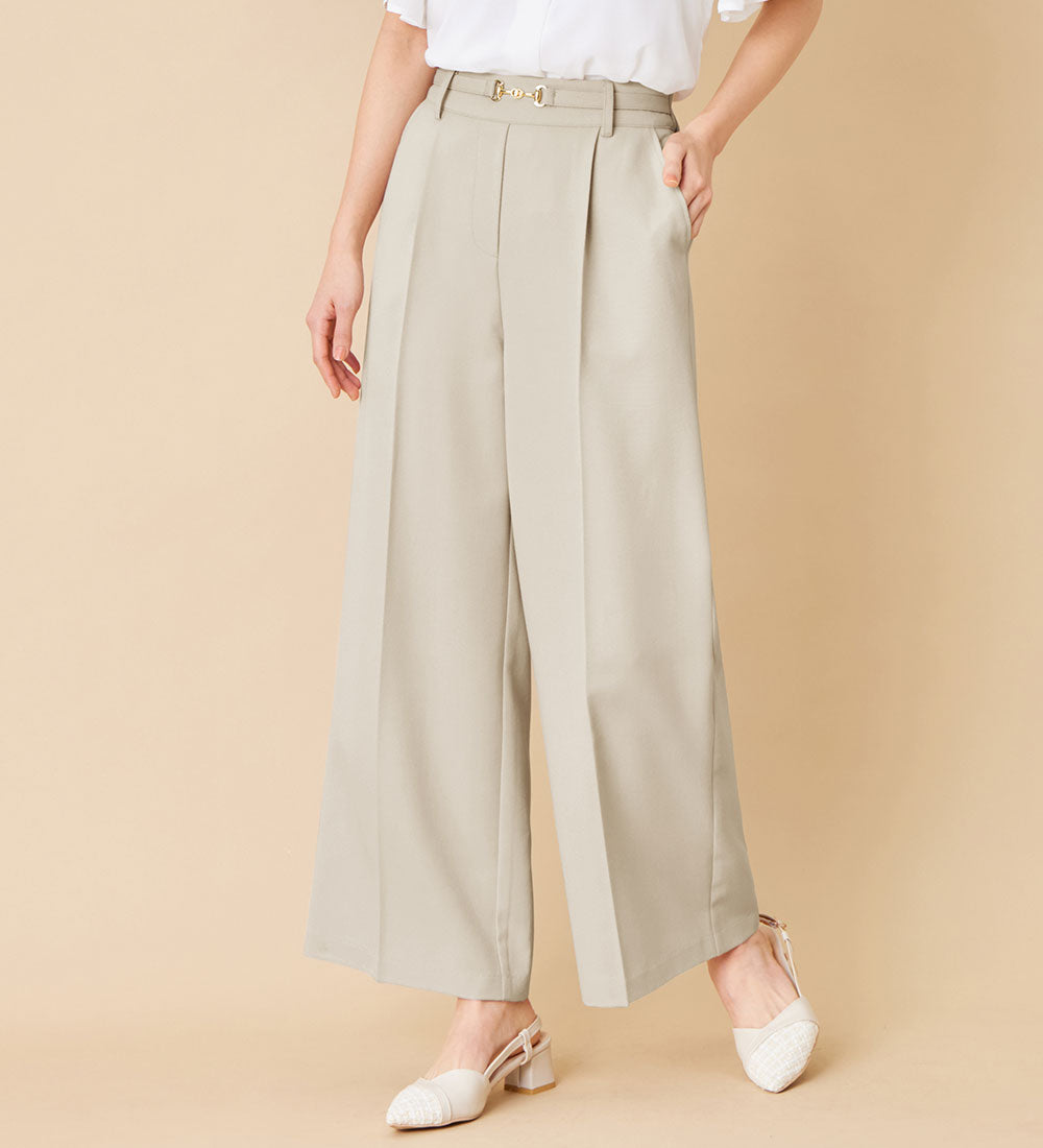 アロッタ Alotta ビット付ワイドパンツ （オフベージュ） オフベージュ