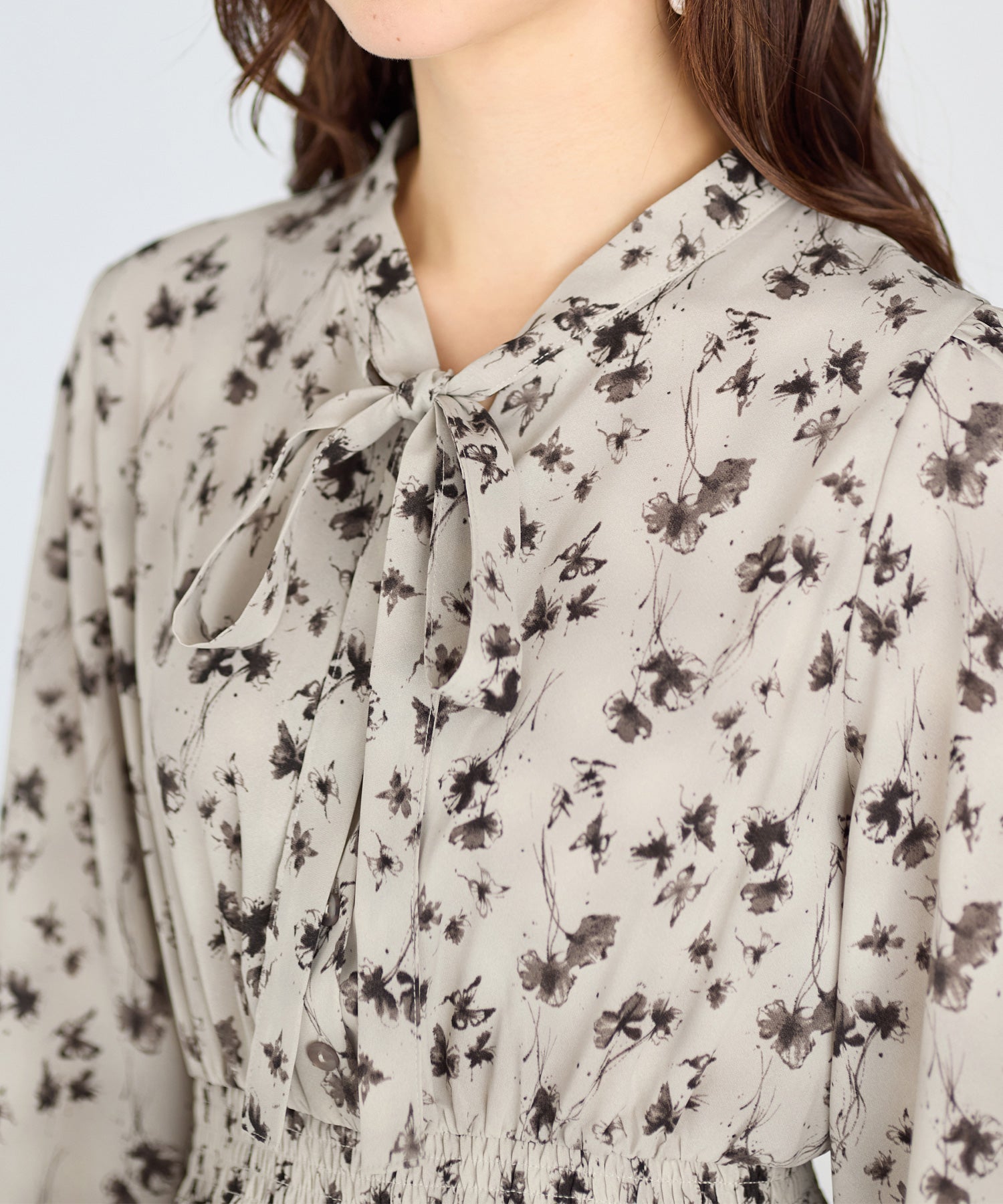 アロッタ Alotta 美人シルエットボウタイワンピース （グレー系） グレー系