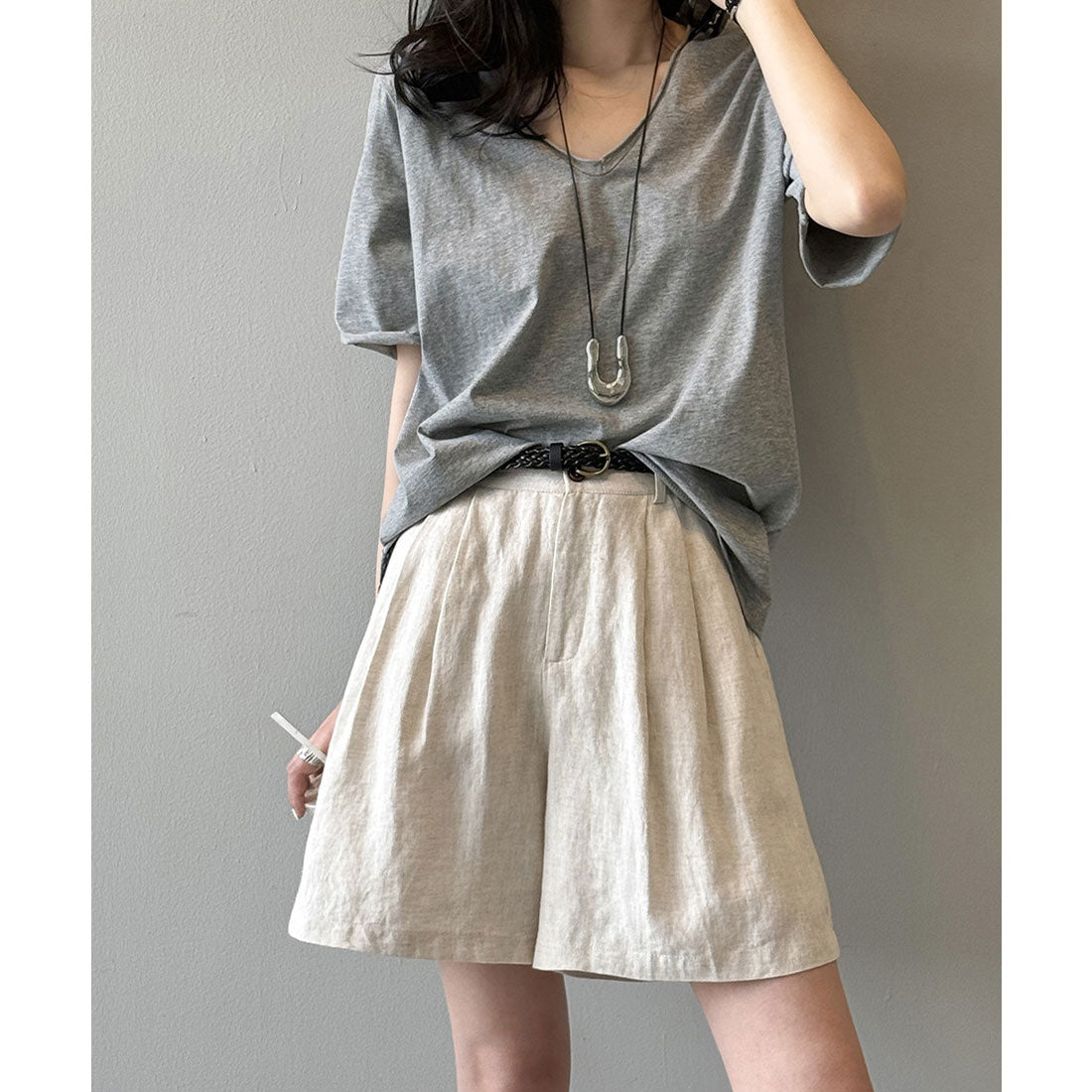 アイモン Aimoon vネックtシャツ レディース 綿100% （ホワイト） ホワイト