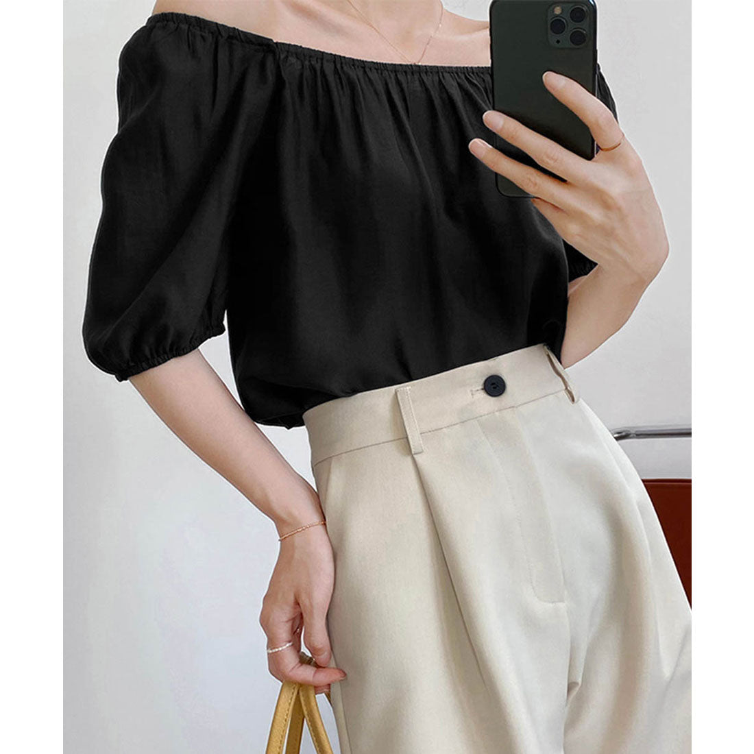 スクエアネック ブラウスオフショル