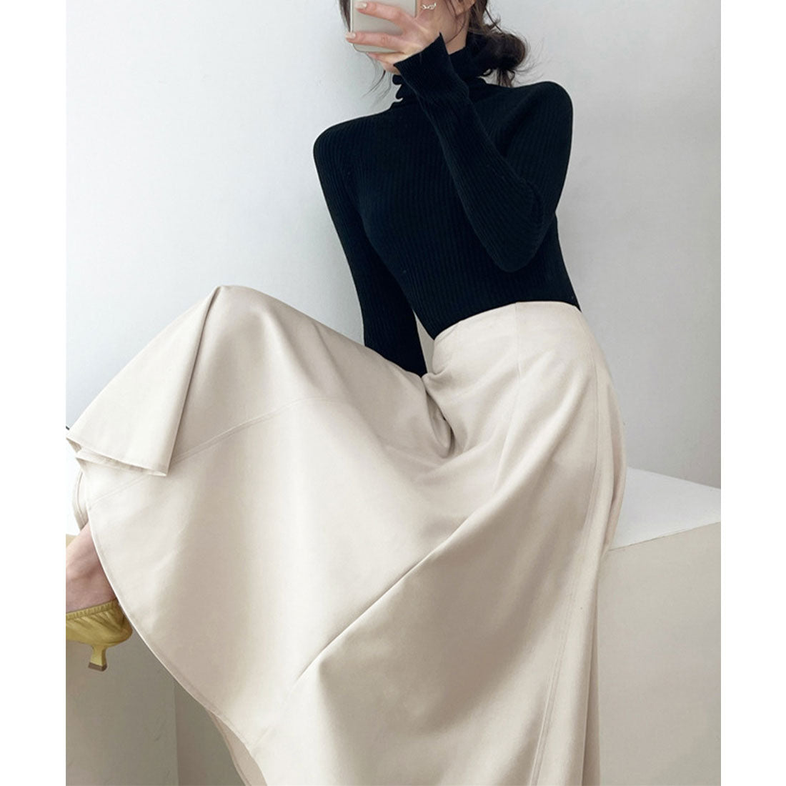 フレアスカート レディース ハイウエスト