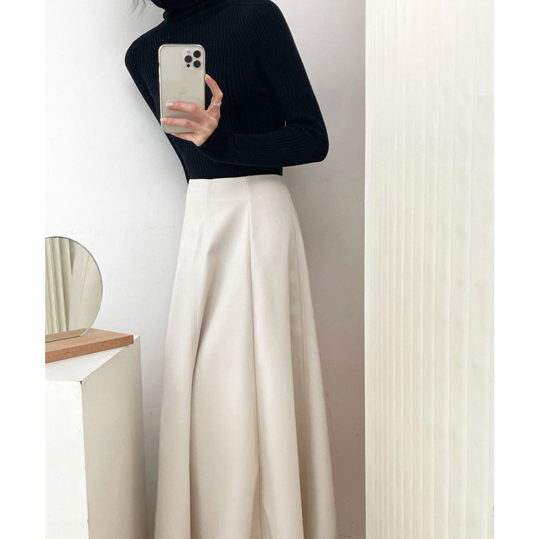 フレアスカート レディース ハイウエスト