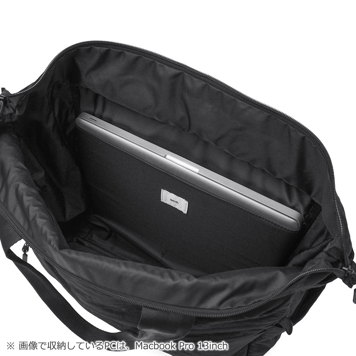 エース ace. 正規品5年保証 トートバッグ メンズ レディース 大きめ ファスナー付き カジュアル ビジネス ブランド 通勤 軽量 撥水 軽い ナイロン PC 13.3inch 大容量 ファルテライト 17895 （ブラック） ブラック