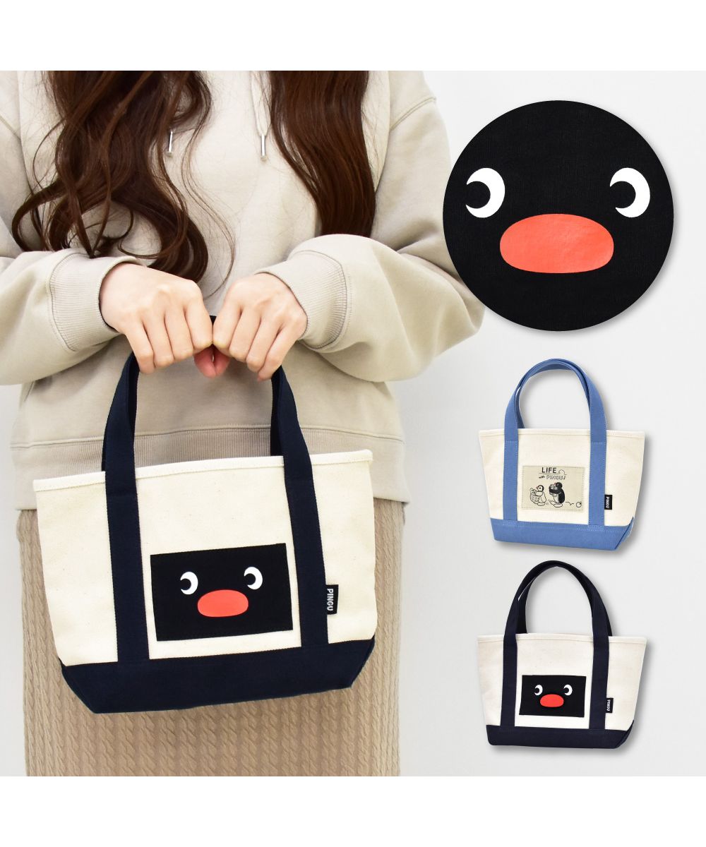 Runner Pingu Mini Tote Bag Tote Bag Canvas Small Lightweight Ladies Adults Women University Students Girls High School Students Middle School Students Children Kids Outing